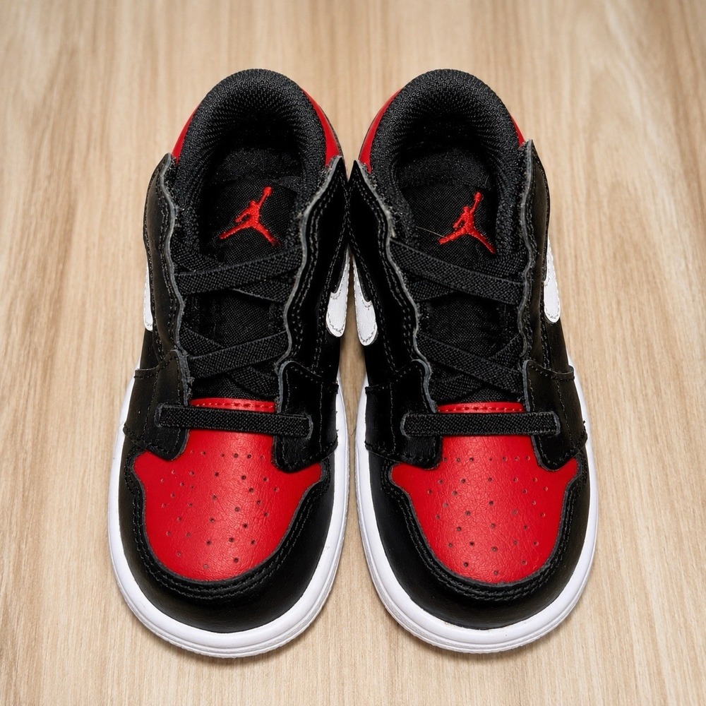 Nike Jordan 1 Low Alt Bred Toe Black Red White Toddler Sneakers Size 8C Kids